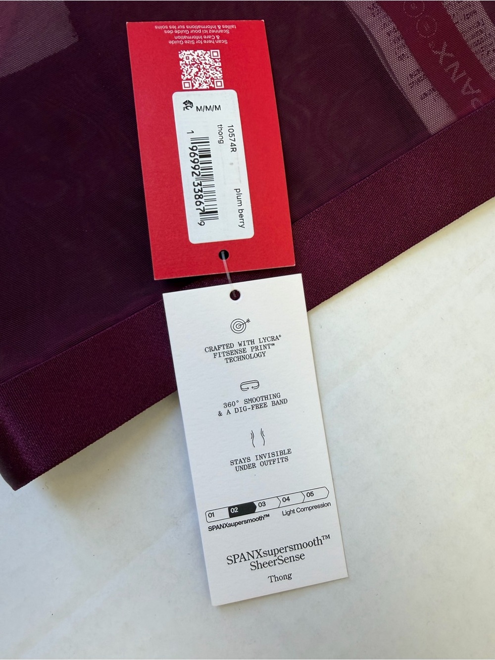 NWT SPANX High-Rise SheerSENSE mesh thong - Burgundy Plum berry -med - Picture 3 of 10